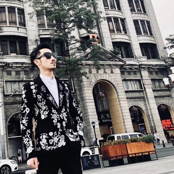 men's suits & blazers 100%real luxury mens black with white flower embroidery jacket club/stage performance/studio/asia size/this is on, White;black
men's suits & blazers 100%real luxury mens black with white flower embroidery jacket club/stage performance/studio/asia size/this is on, White;black