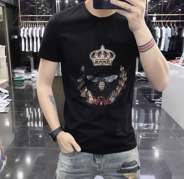 w0509 men's bee drill short sleeve men's t-shirt 2021 new half sleeve slim t-shirt, White;black
w0509 men's bee drill short sleeve men's t-shirt 2021 new half sleeve slim t-shirt, White;black