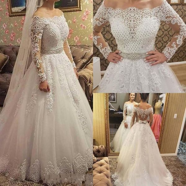 2021 new latest off the shoulder beads crystal es long sleeve button back train bridal wedding bride gowns vestido de novia wox0, White
2021 new latest off the shoulder beads crystal es long sleeve button back train bridal wedding bride gowns vestido de novia wox0, White