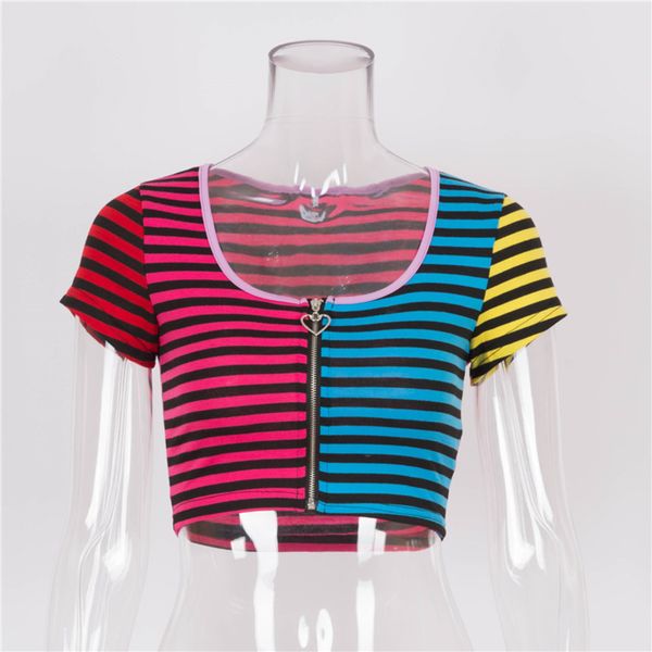 summer gbyxty women t shirt short sleeve rainbow striped heart zipper cropped t-shirt femme fitness tee shirt crop za684 c0220, White
summer gbyxty women t shirt short sleeve rainbow striped heart zipper cropped t-shirt femme fitness tee shirt crop za684 c0220, White