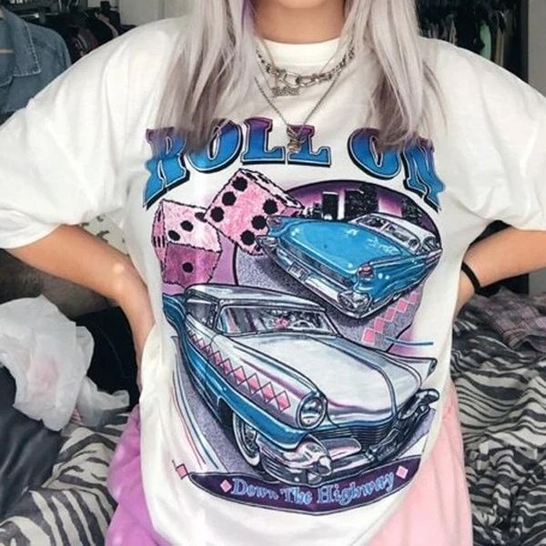 women's t-shirt car graphic tee summer fashion vintage casual funny cool grunge hipster aesthetics for women clothing, White
women's t-shirt car graphic tee summer fashion vintage casual funny cool grunge hipster aesthetics for women clothing, White