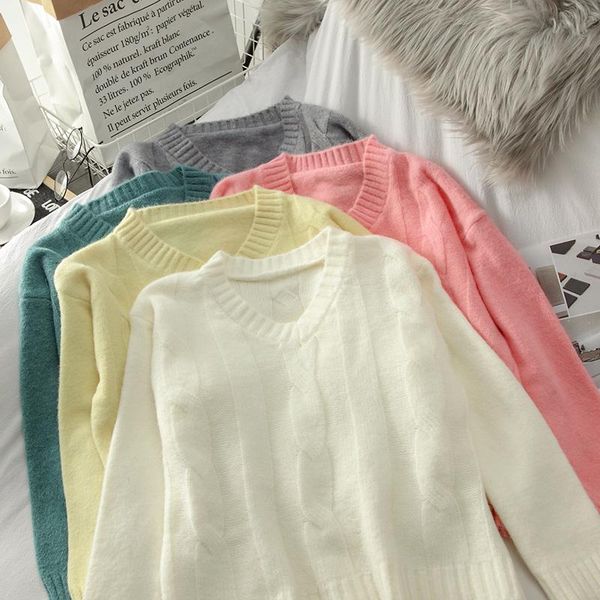 women's sweaters loose slimming v-neck sweater for women autumn and winter korean style student twist pullover knitted top, White;black
women's sweaters loose slimming v-neck sweater for women autumn and winter korean style student twist pullover knitted top, White;black