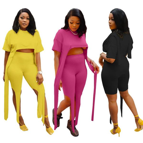 women's tracksuits donsignet women set shorts outfits fashion summer solid color long floating bandage short sleeve two piece, Gray
women's tracksuits donsignet women set shorts outfits fashion summer solid color long floating bandage short sleeve two piece, Gray