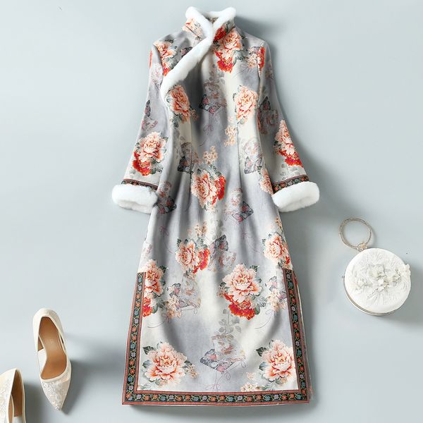 down jacket autumn and winter small fragrant wind rabbit hair stand collar wool thickened tweed chinese style gray one-piece improved, Black
down jacket autumn and winter small fragrant wind rabbit hair stand collar wool thickened tweed chinese style gray one-piece improved, Black