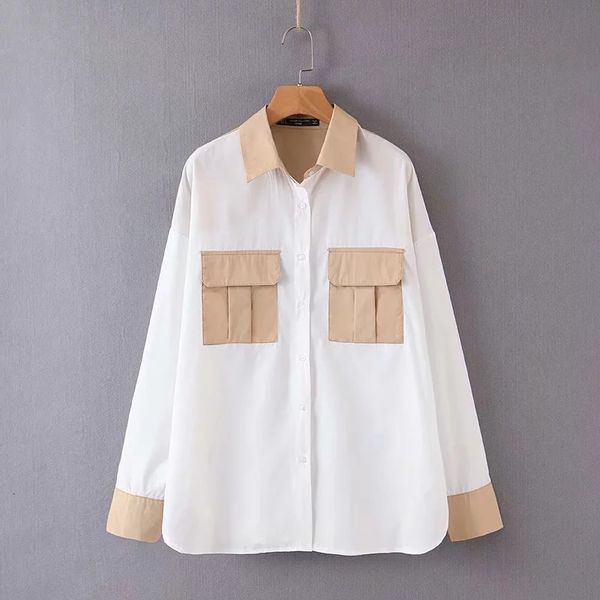 women's blouses spring summer's color fashion style combining double-casual wildlife pocket cardigan shirt sleeve 7rae, White
women's blouses spring summer's color fashion style combining double-casual wildlife pocket cardigan shirt sleeve 7rae, White