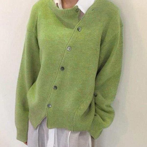 women's knits & tees women single breasted cardigan irregular diagonal buckle design female sweater knitted solid color ladies japan a, White
women's knits & tees women single breasted cardigan irregular diagonal buckle design female sweater knitted solid color ladies japan a, White