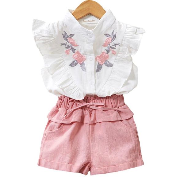 clothing sets girls suits summer cotton embroidered flower t-shirt and pink pants kids clothes toddler children, White
clothing sets girls suits summer cotton embroidered flower t-shirt and pink pants kids clothes toddler children, White