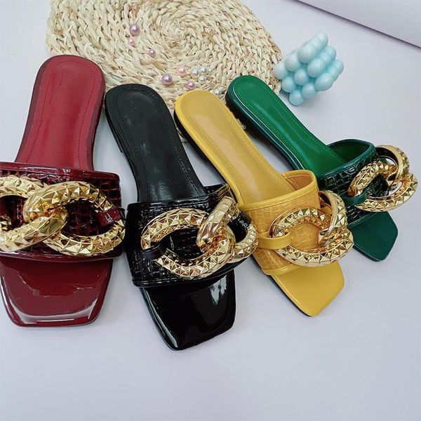 slippers sandalias flip flop chain sandals luxury slide summer metal decoration women shoes open toe comfortable chaussure femme, Black
slippers sandalias flip flop chain sandals luxury slide summer metal decoration women shoes open toe comfortable chaussure femme, Black