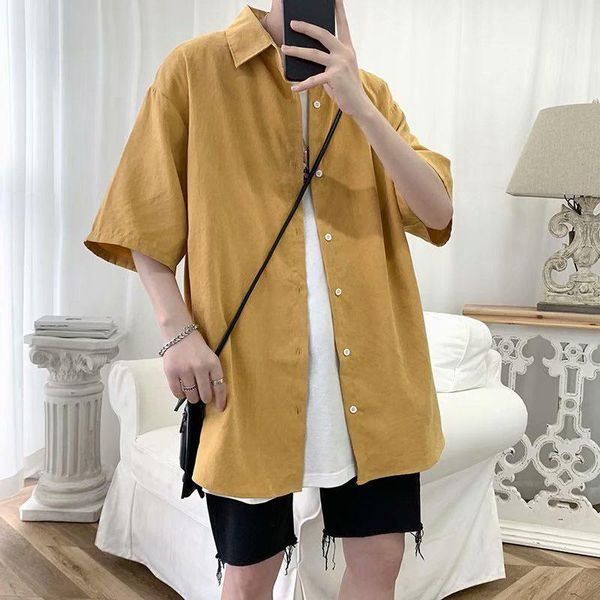 men's casual shirts summer loose short sleeve shirt korean solid color student fashionable and handsome inch coat, White;black
men's casual shirts summer loose short sleeve shirt korean solid color student fashionable and handsome inch coat, White;black