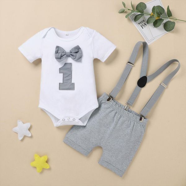 40 infant baby boy girl clothes childrens 1st birthday bow tie short sleeve romper overalls set outfits, White
40 infant baby boy girl clothes childrens 1st birthday bow tie short sleeve romper overalls set outfits, White