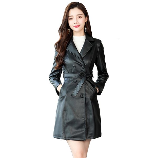 2021 new women long faux leather jacket casual turn down collar belt motorcycle outwear loose fit female windproof coat r9z9, Black
2021 new women long faux leather jacket casual turn down collar belt motorcycle outwear loose fit female windproof coat r9z9, Black