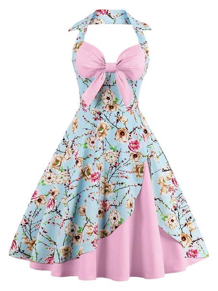 2021 fashion casual halter sleeveless sling dress prom dress retro print stitching slim knee length women's retro dress, Black;gray
2021 fashion casual halter sleeveless sling dress prom dress retro print stitching slim knee length women's retro dress, Black;gray