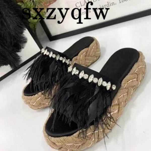 2021 feather platform peep toe rhinestone fashion sandals woman luxury brand satin weave wedges women party shoes slippers, Black
2021 feather platform peep toe rhinestone fashion sandals woman luxury brand satin weave wedges women party shoes slippers, Black