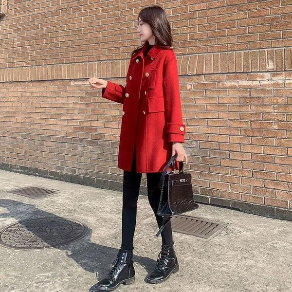 women's wool & blends quick black woolen coat mid-long 2021 spring autumn hepburn style red femme jacket loose botton
women's wool & blends quick black woolen coat mid-long 2021 spring autumn hepburn style red femme jacket loose botton