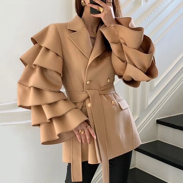 Runway Double Design Breasted Cascade Frilly Sleeves Expanded Female Wool Jacket Chic Vintage Retro-taped Luxury Tops Y9pl, Black
Runway Double Design Breasted Cascade Frilly Sleeves Expanded Female Wool Jacket Chic Vintage Retro-taped Luxury Tops Y9pl, Black