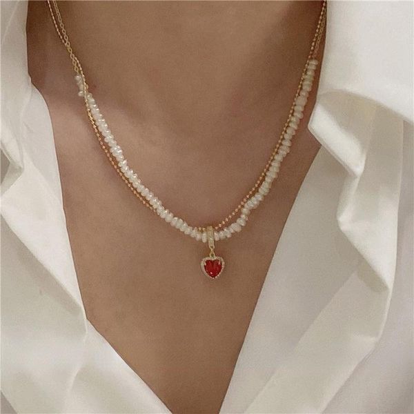 chains women red loving heart pendant necklace sweet design natural freshwater pearl for party wedding gifts, Silver
chains women red loving heart pendant necklace sweet design natural freshwater pearl for party wedding gifts, Silver