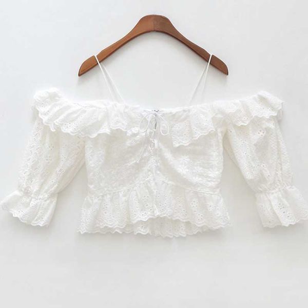 off shoulder slash neck women crop and blouse casual holiday white embroidery beach shirt female short 210601
off shoulder slash neck women crop and blouse casual holiday white embroidery beach shirt female short 210601