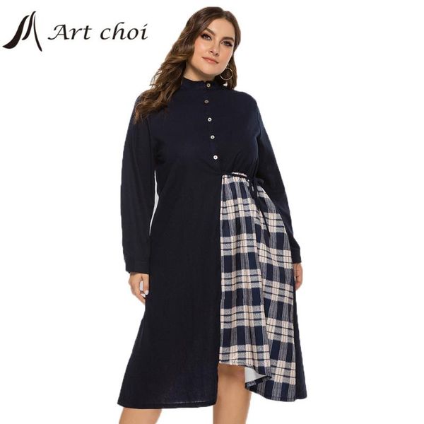 plus size dresses spring autumn fashion women plaid check patchwork irregular dress female loose casual oversized elegant skirt ladies, Black
plus size dresses spring autumn fashion women plaid check patchwork irregular dress female loose casual oversized elegant skirt ladies, Black