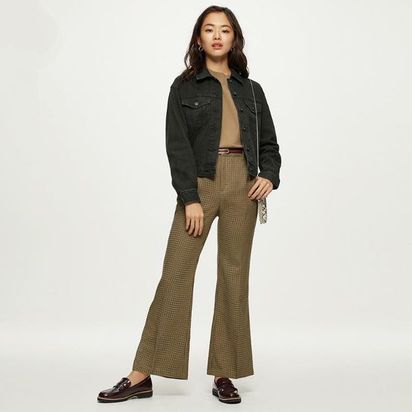 women's pants & capris women flare femme bell bottom slim skinny plaid full length elastic mid waist office lady summer, Black;white
women's pants & capris women flare femme bell bottom slim skinny plaid full length elastic mid waist office lady summer, Black;white