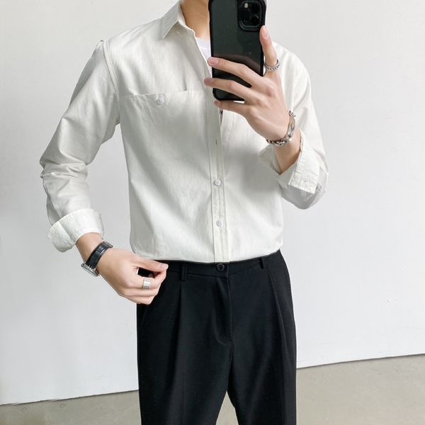 single korean solid colors loose long sleeve shirt harajuku streetwear casual shirts oversize male clothes 2021 new 7q37, White;black
single korean solid colors loose long sleeve shirt harajuku streetwear casual shirts oversize male clothes 2021 new 7q37, White;black