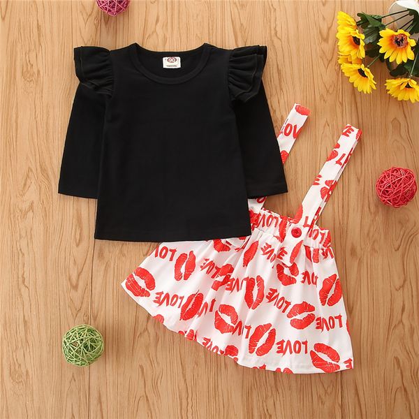 2021 suspender skirt fashion selling girls black long-sleeved t-shirt+printed lips skirt two-piece suit children clothes, White
2021 suspender skirt fashion selling girls black long-sleeved t-shirt+printed lips skirt two-piece suit children clothes, White