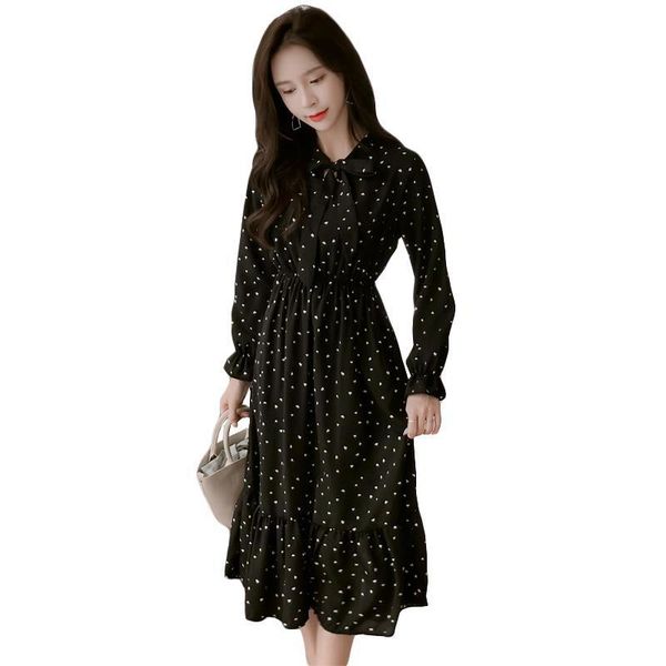 casual dresses women's autumn korean retro printed chiffon dress long sleeve bow mid length ss858, Black;gray
casual dresses women's autumn korean retro printed chiffon dress long sleeve bow mid length ss858, Black;gray