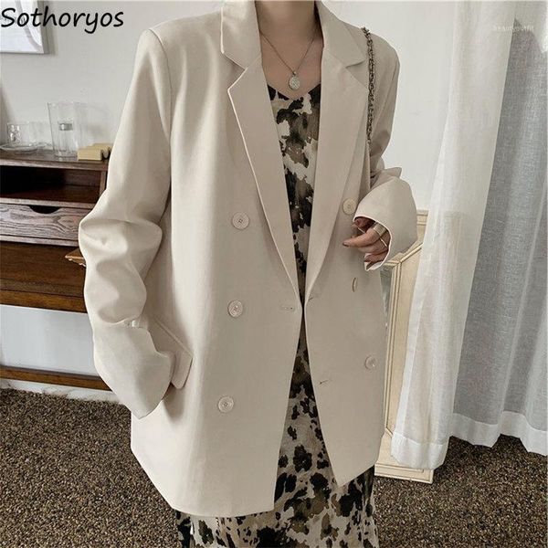 women's suits & blazers smart casual women ins double breasted loose straight tender solid office ladies long sleeve outerwear chic, White;black
women's suits & blazers smart casual women ins double breasted loose straight tender solid office ladies long sleeve outerwear chic, White;black