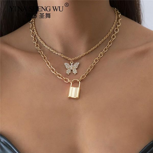 chokers punk cuban 2pc butterfly lock pendant necklac rhinestone gold silver color choker thick chain necklace women jewelry accessories, Golden;silver
chokers punk cuban 2pc butterfly lock pendant necklac rhinestone gold silver color choker thick chain necklace women jewelry accessories, Golden;silver
