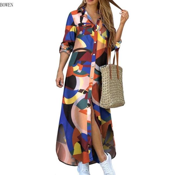 casual dresses maxi beach dress elegant women button long shirt summer split print lapel neck party sleeve checked plaid robe, Black;gray 
casual dresses maxi beach dress elegant women button long shirt summer split print lapel neck party sleeve checked plaid robe, Black;gray