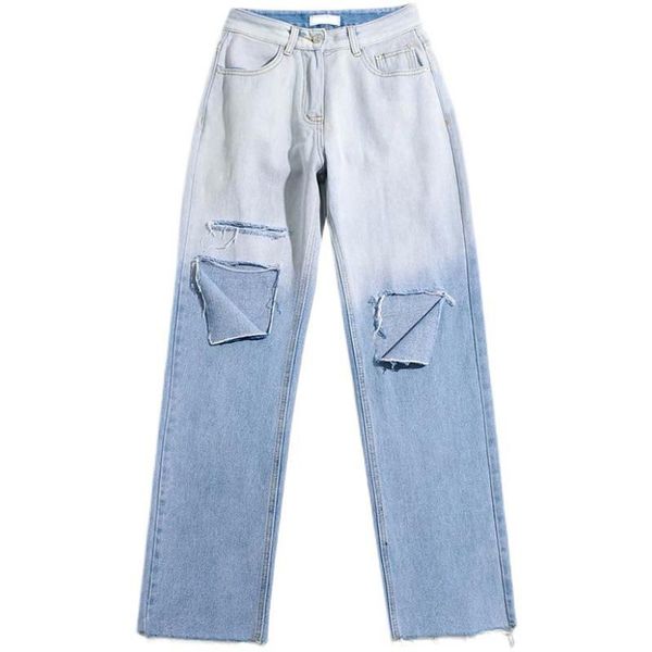 women's jeans spice girl's gradual change high waist thin straight leg pants loose retro perforated beggars' baggy, Blue
women's jeans spice girl's gradual change high waist thin straight leg pants loose retro perforated beggars' baggy, Blue