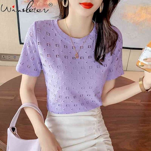 women's t-shirt summer european clothes lace fashion solid hollow out women short sleeve casual all match tees t15901a q, White
women's t-shirt summer european clothes lace fashion solid hollow out women short sleeve casual all match tees t15901a q, White