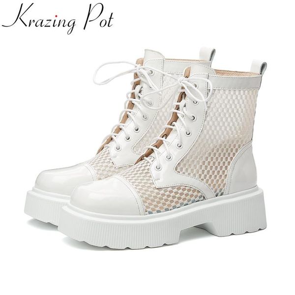 boots krazing pot comfortable big size cow leather mesh breathable platform casual shoes lace up solid motorcycles ankle summer, Black
boots krazing pot comfortable big size cow leather mesh breathable platform casual shoes lace up solid motorcycles ankle summer, Black