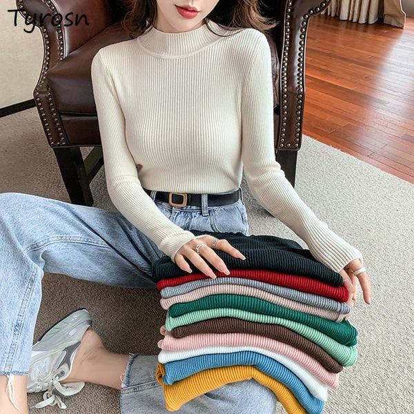 women's sweaters pullovers women long sleeve knitted basic mujer elegant all-match solid half high collar chic arrival fashion, White;black
women's sweaters pullovers women long sleeve knitted basic mujer elegant all-match solid half high collar chic arrival fashion, White;black