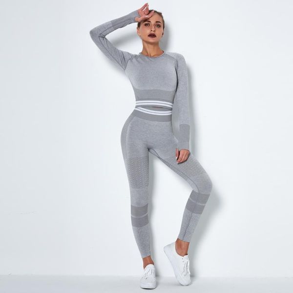 seamless knitted long sleeve yoga set quick-drying sports suit striped fitness pants workout clothes for women gym clothing, White;red
seamless knitted long sleeve yoga set quick-drying sports suit striped fitness pants workout clothes for women gym clothing, White;red