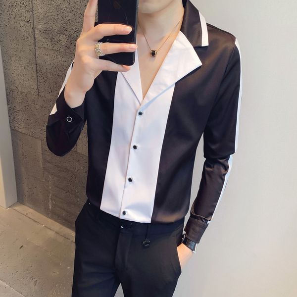 new preto/branco simples manga longa emendado design camisas para roupas masculinas 2021 primavera nova magro ajuste casual cavalheiros vest, Black;brown
new preto/branco simples manga longa emendado design camisas para roupas masculinas 2021 primavera nova magro ajuste casual cavalheiros vest, Black;brown