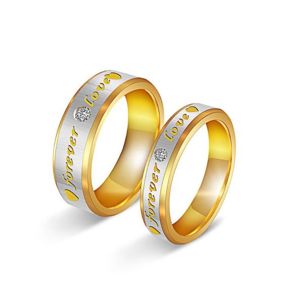 cluster rings forever love couple ring stainless steel wedding fashion jewelry titanium inlaid zircon gold-plated, Golden;silver
cluster rings forever love couple ring stainless steel wedding fashion jewelry titanium inlaid zircon gold-plated, Golden;silver