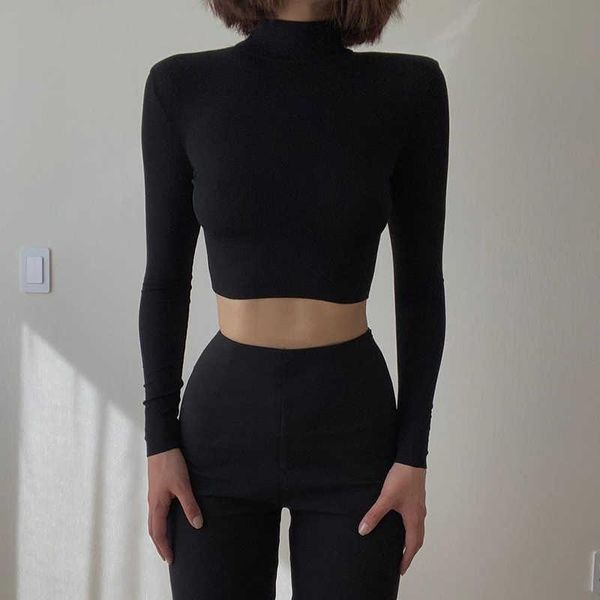 women's t-shirt solid basic long sleeve gothic skinny turtleneck female autumn fashion streetwear, White
women's t-shirt solid basic long sleeve gothic skinny turtleneck female autumn fashion streetwear, White