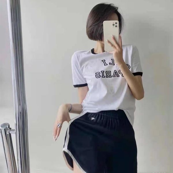 luxury design cel three dimensional flocking letter embroidery short sleeve t-shirt for women's summer color matching loose fashion cas, White
luxury design cel three dimensional flocking letter embroidery short sleeve t-shirt for women's summer color matching loose fashion cas, White