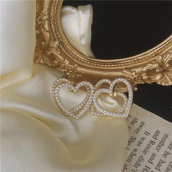 south korea east gate same style back hanging hollow pearl double layer love earrings fashion jewelry, Silver
south korea east gate same style back hanging hollow pearl double layer love earrings fashion jewelry, Silver
