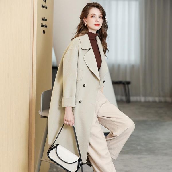 women's wool & blends 2021 winter temperament double-breasted double-sided cloth coat lapels basic simple, Black
women's wool & blends 2021 winter temperament double-breasted double-sided cloth coat lapels basic simple, Black
