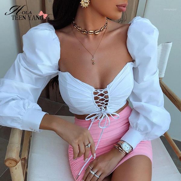 hola teenyang autumn long sleeve crop women fashion lace up hollow out ladies puff solid blouse blusas streetwear women's blouses & shi, White
hola teenyang autumn long sleeve crop women fashion lace up hollow out ladies puff solid blouse blusas streetwear women's blouses & shi, White
