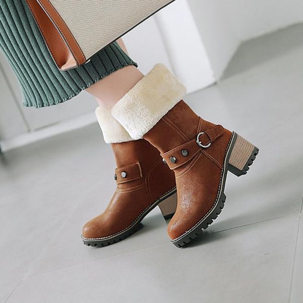 boots women's leather shoes thick heel round-toe keep warm middle tube women chunky heeled plush chic brown, Black
boots women's leather shoes thick heel round-toe keep warm middle tube women chunky heeled plush chic brown, Black