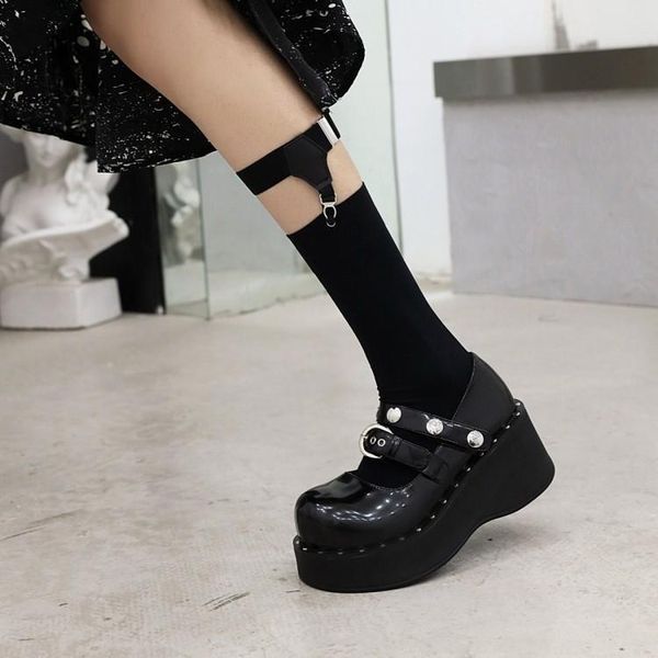 dress shoes summer 2021 leather women's double buckle rivet lovely laurie mary jane increased thick sole single, Black
dress shoes summer 2021 leather women's double buckle rivet lovely laurie mary jane increased thick sole single, Black
