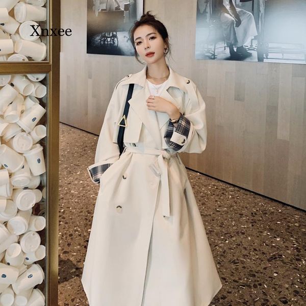 women's trench coats loose oversize plaid windbreaker double breasted long coat for women duster lady outerwear spring autumn clothes, Tan;black
women's trench coats loose oversize plaid windbreaker double breasted long coat for women duster lady outerwear spring autumn clothes, Tan;black