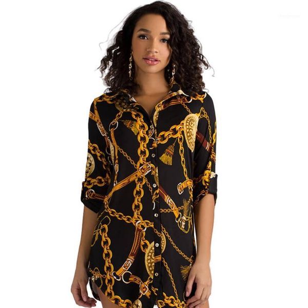 retro fashion chain printed shirt women's 2021 lapel waist long sleeve shirts casual women's blouses, White
retro fashion chain printed shirt women's 2021 lapel waist long sleeve shirts casual women's blouses, White