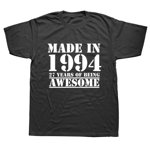 men's t-shirts funny made in 1994 27 years of being awesome birthday print joke t-shirt husband casual short sleeve cotton t shirts men, White;black
men's t-shirts funny made in 1994 27 years of being awesome birthday print joke t-shirt husband casual short sleeve cotton t shirts men, White;black