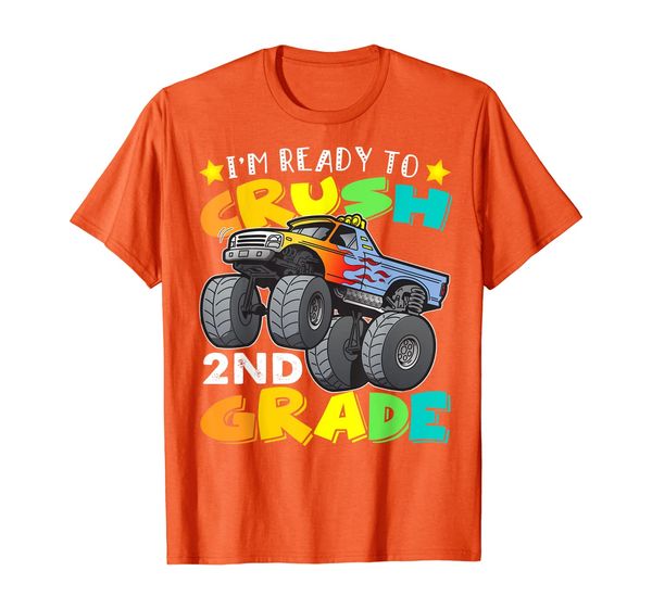 2nd grade monster truck back to school shirt boys gift t-shirt, White;black 
2nd grade monster truck back to school shirt boys gift t-shirt, White;black