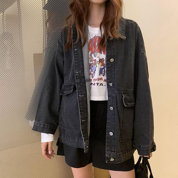women's jackets alien kitty retro loose feminine women denim jacket 2021 elegant casual street single breasted autumn coat fashion, Black;brown
women's jackets alien kitty retro loose feminine women denim jacket 2021 elegant casual street single breasted autumn coat fashion, Black;brown