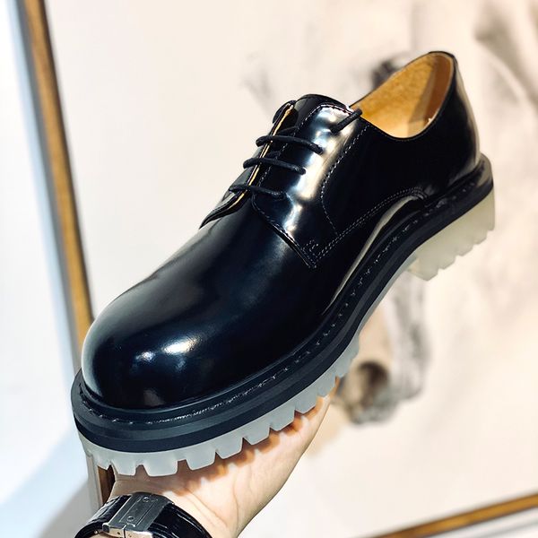 transparent heel handmade formal business shoes flat heel mens wedding dress shoes black derby flats