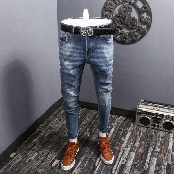 spring and summer light color jeans fashion slim little feet youth versatile korean long pants men's handsome, Blue
spring and summer light color jeans fashion slim little feet youth versatile korean long pants men's handsome, Blue